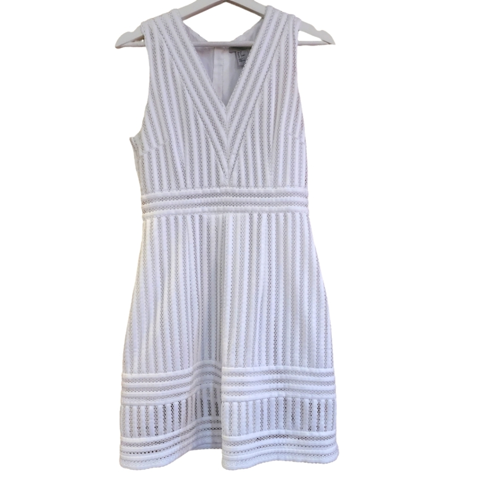 H&M Womens White Eyelet Dress with Lining Size 8